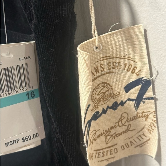 Seven7 Jeans Women’s Black Corduroy Pants Size 16 Nwt - Picture 2 of 7